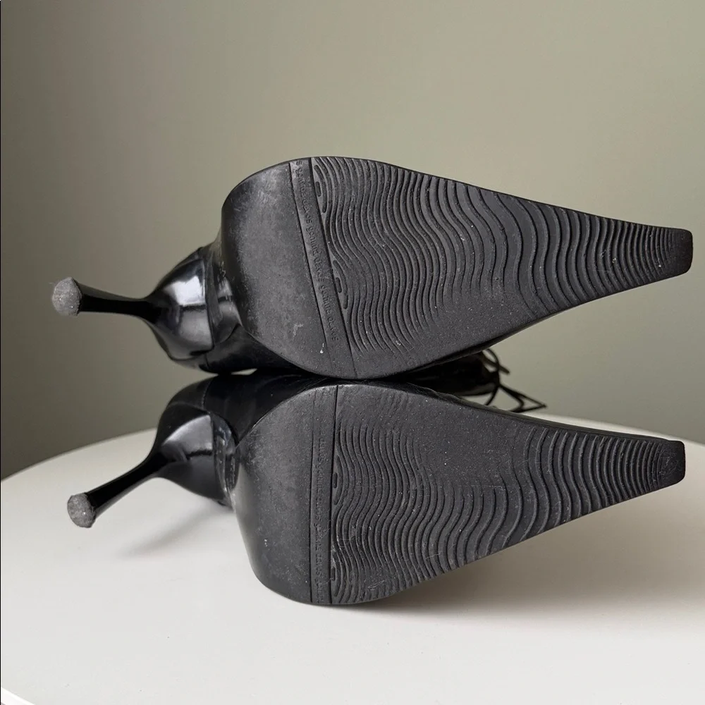 Gia Moretti leather pointed toe stiletto heel grommeted lace-up Boots Italian - Picture 15 of 17